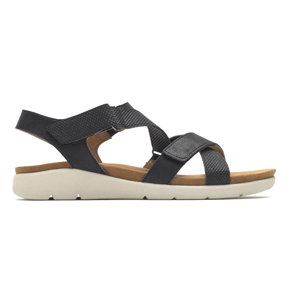 Rockport Womens Sandals Black - Eileen X-Strap - UK 641-MWTHZG